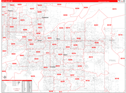 East Valley Metro Area Wall Map Red Line Style 2024